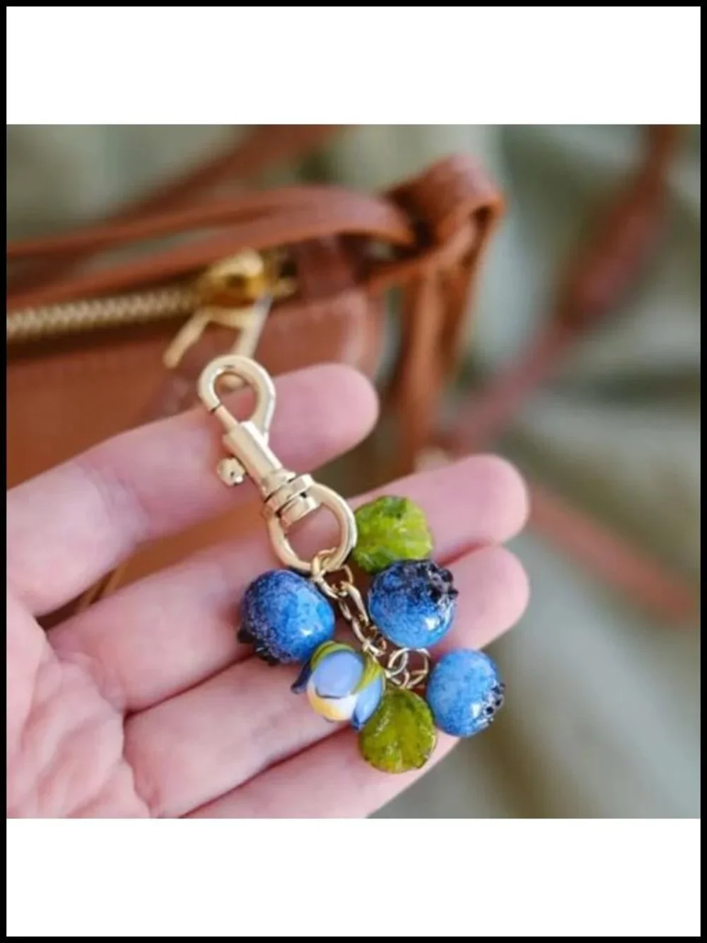 Blueberry Fruit Charm Keychain for Handbags Tote Bags Cute 3D Plastic Purse